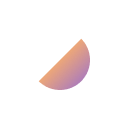 An image of a half moon, colored with a purple and orange gradient.